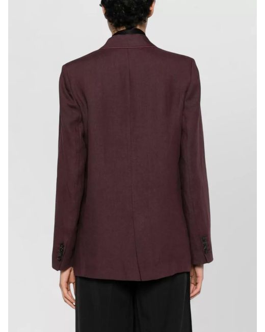 Forte_forte Purple Linen Single Breasted Jacket Long Sleeves