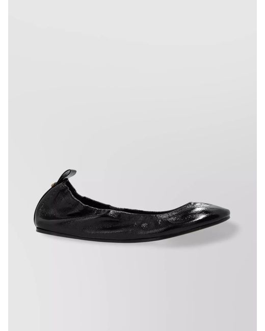 Isabel Marant Black Round Toe Leather Ballerina Shoes