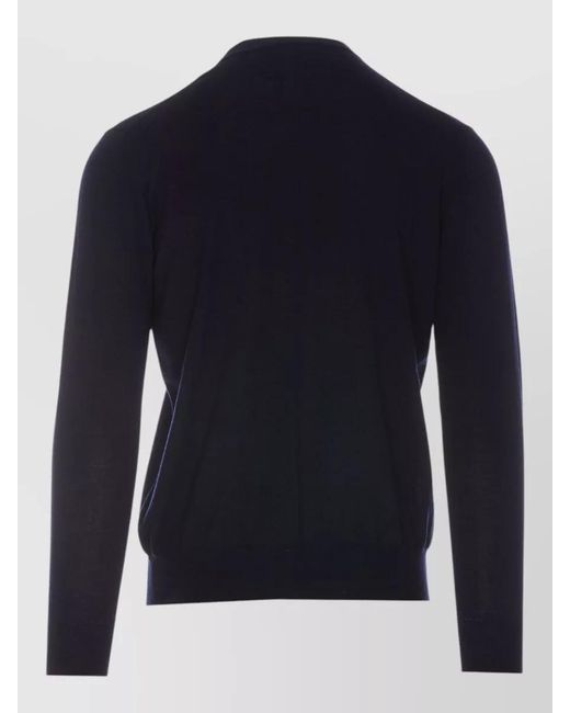 Paolo Pecora Blue Sweater Round Collar Long Sleeves Ribbed Trims for men
