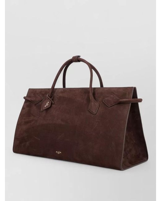 Alaïa Brown Calfskin Leather Tote Bag