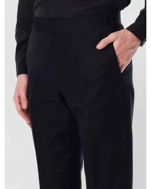 Lardini Black Silk-Blend Straight-Leg Trousers for men