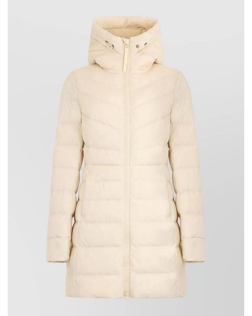Canada Goose Natural Hooded Long Padded Coat Quilted Design
