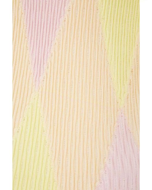 Burberry Yellow Silk Blend Checked T-Shirt