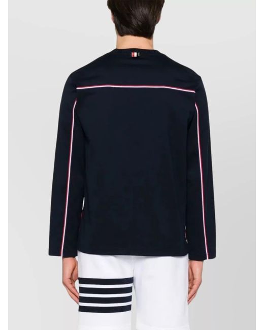 Thom Browne Blue Oversized Long Sleeve Cotton T-Shirt for men