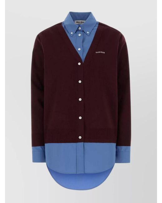 Miu Miu Blue Wool Cardigan