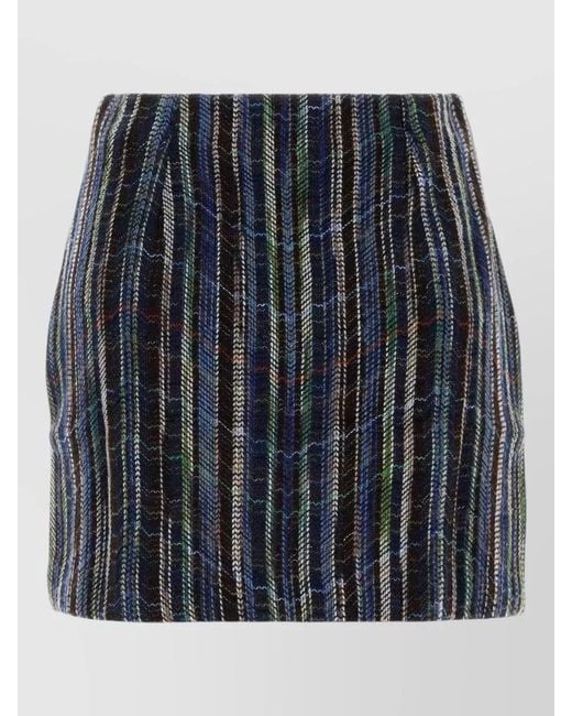 Missoni Black Wool Blend Mini Skirt High Waist Striped