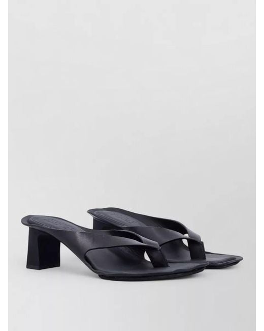 MM6 by Maison Margiela Blue Leather Thong Block Heel Sandals