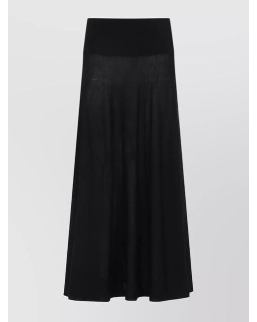 Alaïa Black Virgin Wool Flared Maxi Skirt