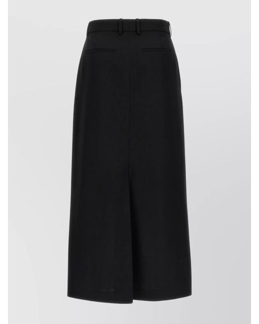 Totême Black Midi Skirt With Slit And Pockets