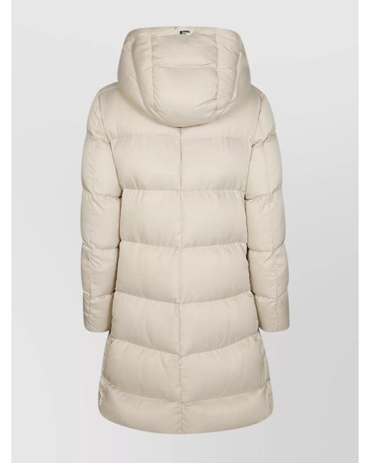 Herno Natural Quilted Hooded Jacket Ecofur Collar