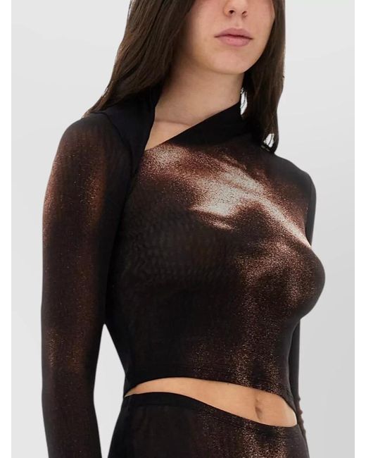 Jean Paul Gaultier Black Printed Asymmetric Cutout Long-Sleeve Top