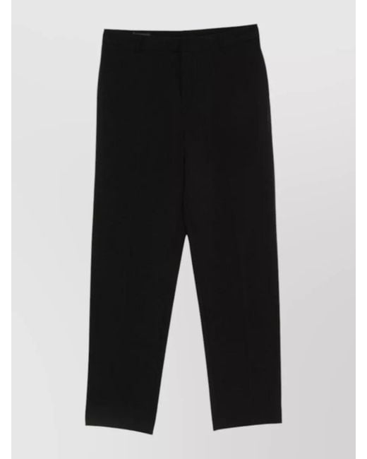 Emporio Armani Black Crepe Chino Trousers Straight Leg Pressed Crease for men