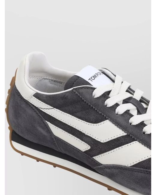 Tom Ford Gray Leather Low-Top Sneakers for men