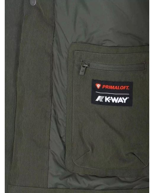K-Way Green Puffer Parka for men