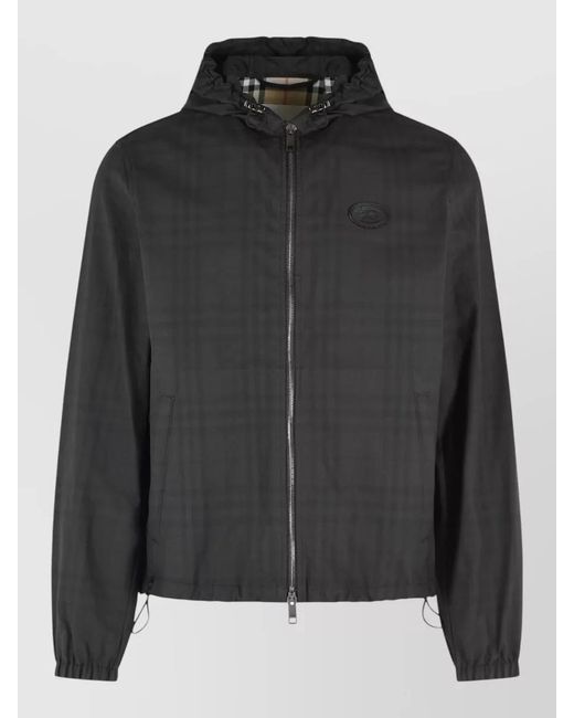 Burberry Black Newport Hooded Cotton Plaid Down Jacket for men