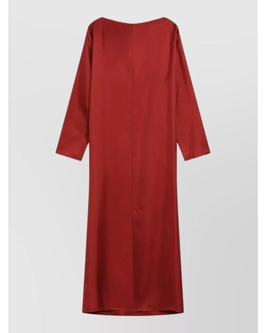 Loulou de Saison Red Silk Twill Midi Dress