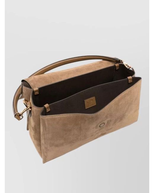 Tod's Natural T Leather Flap Shoulder Clutch Bag