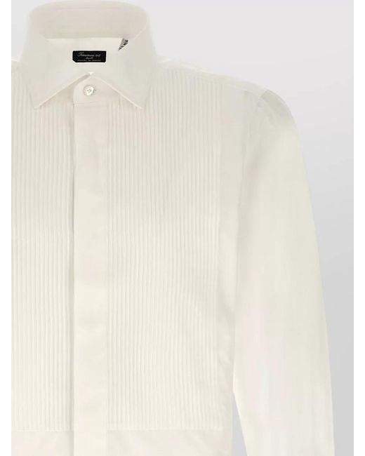 Finamore 1925 Natural Napoli Tuxedo Shirt Button Collar for men