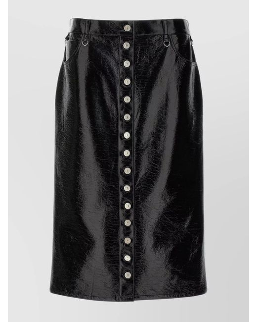 Courreges Black High-Rise Vinyl Mini Skirt
