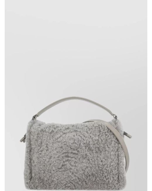 Brunello Cucinelli Gray Fur Bag With Adjustable Shoulder Strap