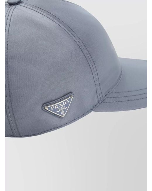 Prada Blue Logo Tech Fabric Baseball Hat Curved Brim for men