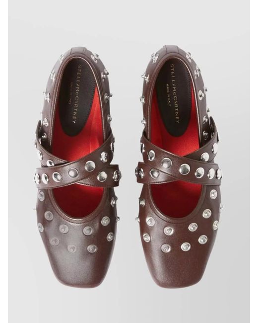 Stella McCartney Brown Leather Studded Ballerina Shoes