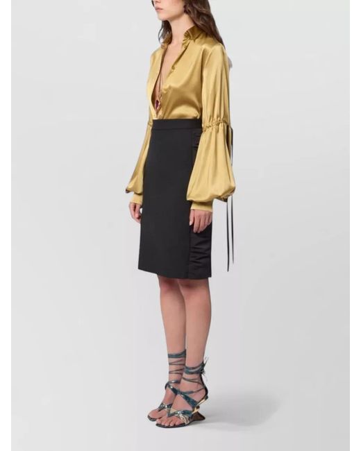Nina Ricci Black Wool Ruched Midi Skirt