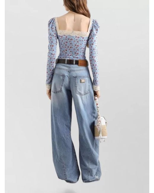 Dolce & Gabbana Blue Cotton Denim Jeans Regular Fit Wide Leg