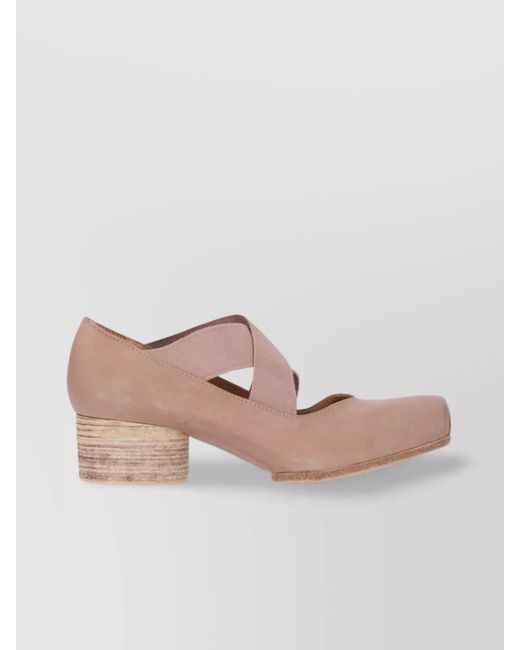 Uma Wang Pink Leather Square-Toe Ballet Pumps