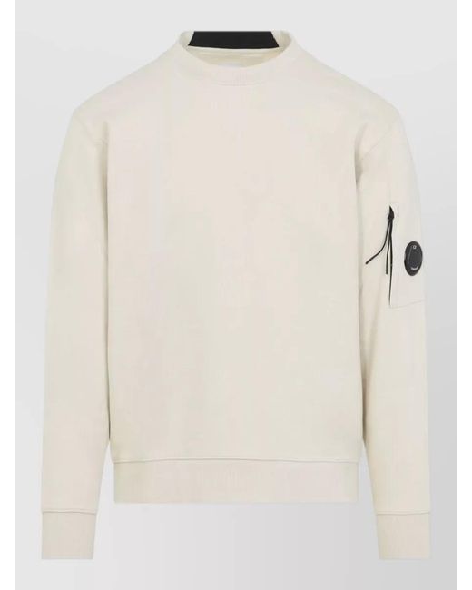 C P Company Natural Cotton Sweatshirt Lens Sleeve Pocket for men