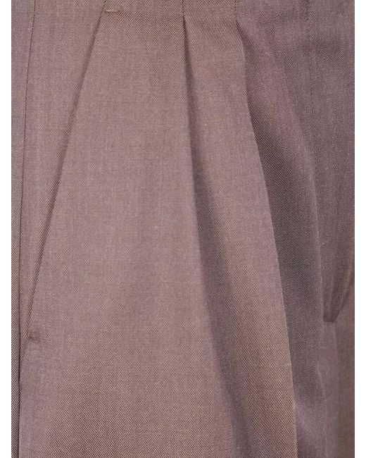Max Mara Brown Virgin Wool Wide-Leg Trousers