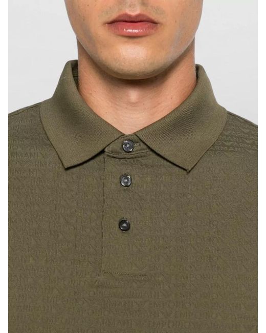 Emporio Armani Green Logo Cotton Polo Shirt Short Sleeves for men