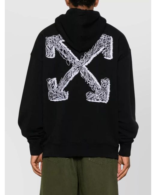 Off-White c/o Virgil Abloh Black Cotton Logo-Embroidered Hoodie for men