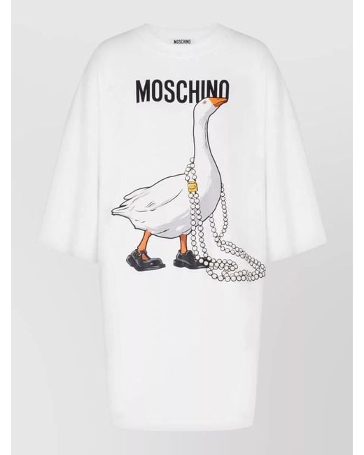 Moschino White Cotton Knee-Length Dress