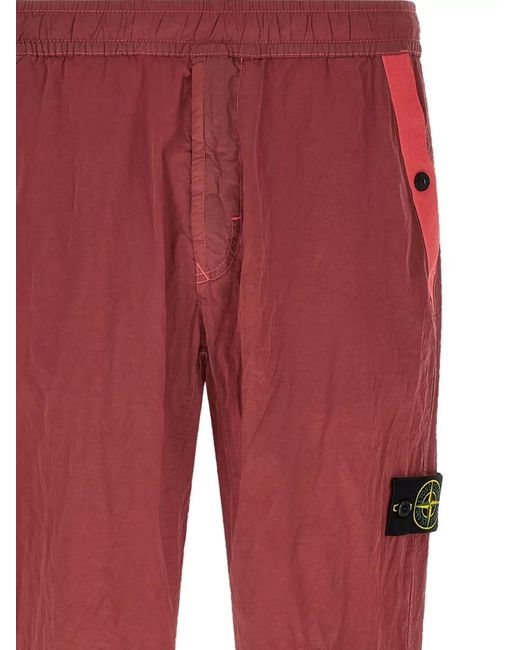 Stone Island Red Nylon Cargo Shorts for men