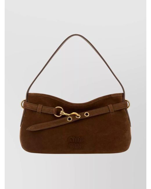Miu Miu Brown Avenue Shoulder Bag Suede Finish
