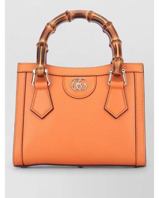 Gucci Orange Tote Bag Bamboo Handles Removable Strap