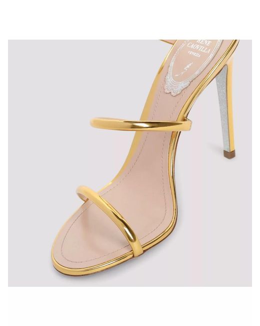 Rene Caovilla Metallic Calf Leather Spiral Strap Sandals