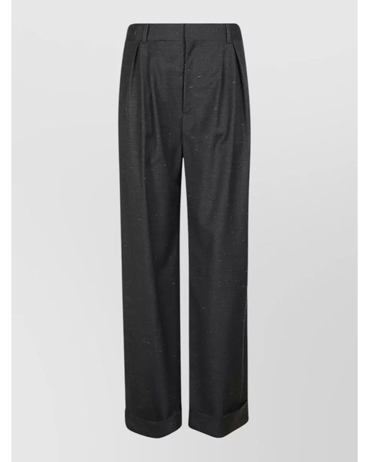 Loulou de Saison Gray High Waist Tailored Pleated Cuffed Pants