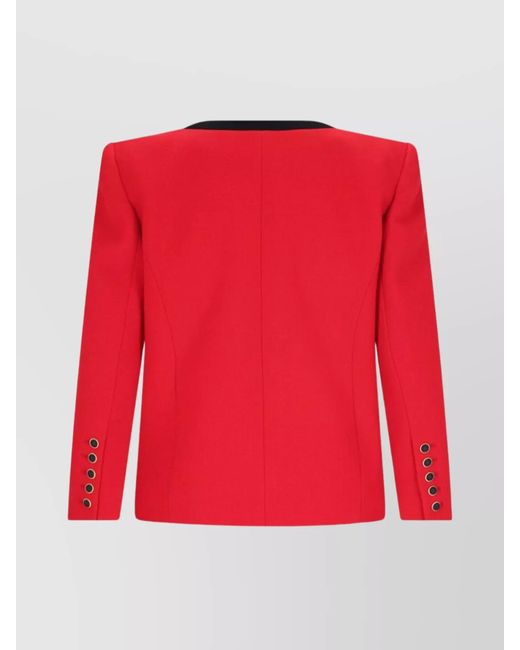 Balmain Red Virgin Wool Cropped Jacket