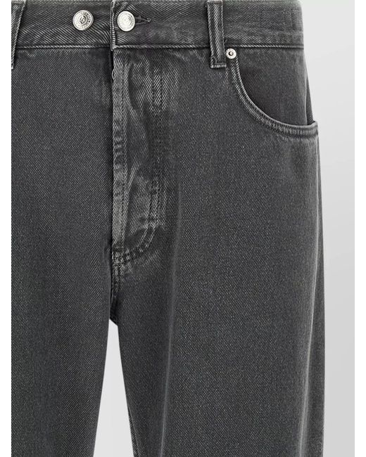 Department 5 Gray Cotton Mid-Rise Cropped Tapered Straight-Leg Jeans for men