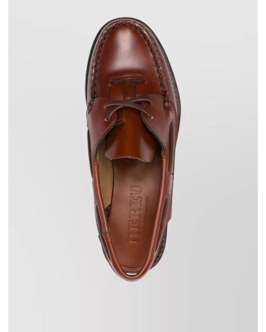Hereu Brown Leather Slingback Moc Toe Rubber Loafers