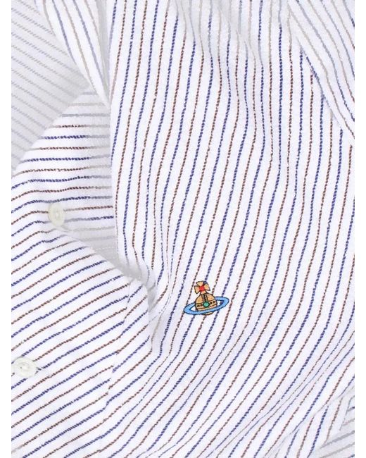 Vivienne Westwood Blue Long Sleeve Striped Casual Top Design