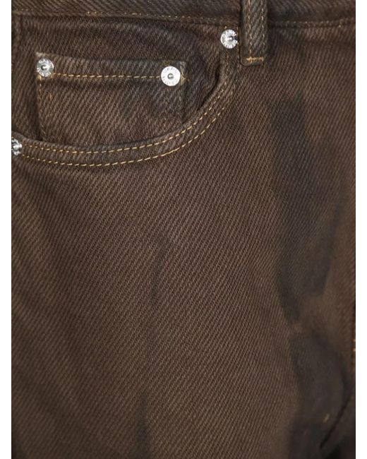 Ganni Brown Denim Tie-Dye Wide-Leg Jeans