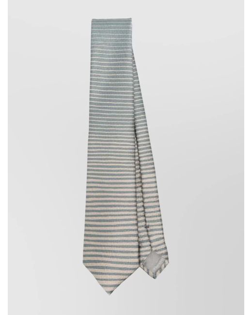 Giorgio Armani White Striped Tie With Lightweight Soft Texture for men