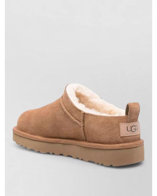 Ugg Brown Micro Suede Boot Slippers Rubber Sole