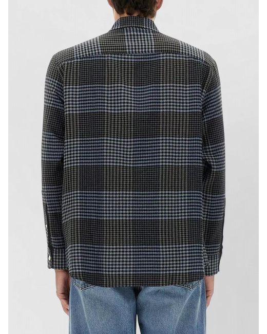 sunflower Blue Studio Shirt Checked Pattern Long Sleeves for men