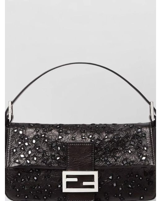 Fendi White Baguette Calf Leather Clutch Bag