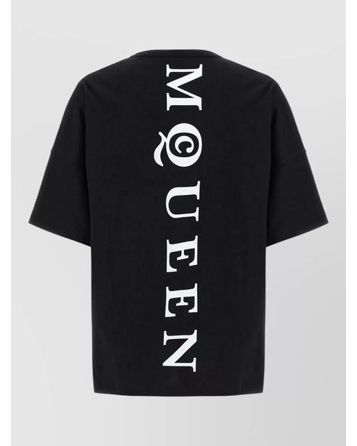 McQueen Black Logo T Shirt Crew Neck Oversized Fit for men