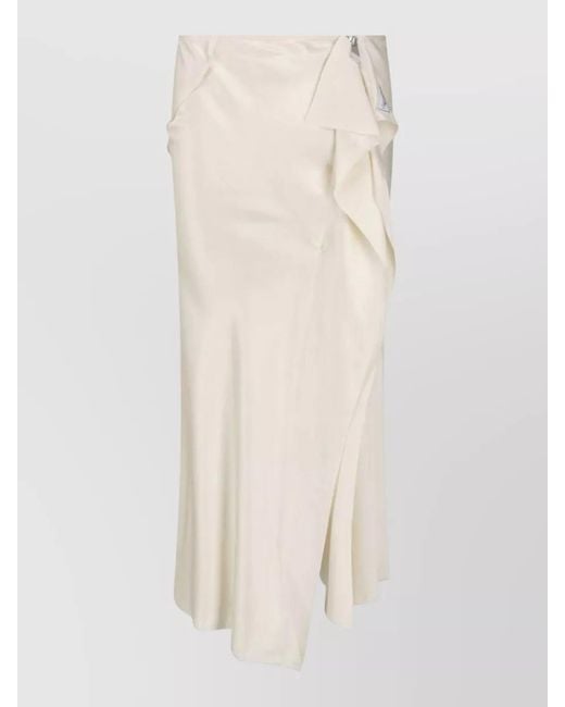 The Attico Natural Knee Length Midi Skirt Ruffle Wrap